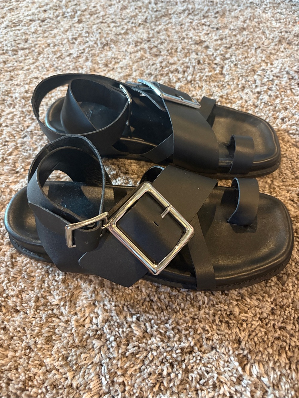 Asos Black Buckle Strap Sandals - Picture 3 of 5